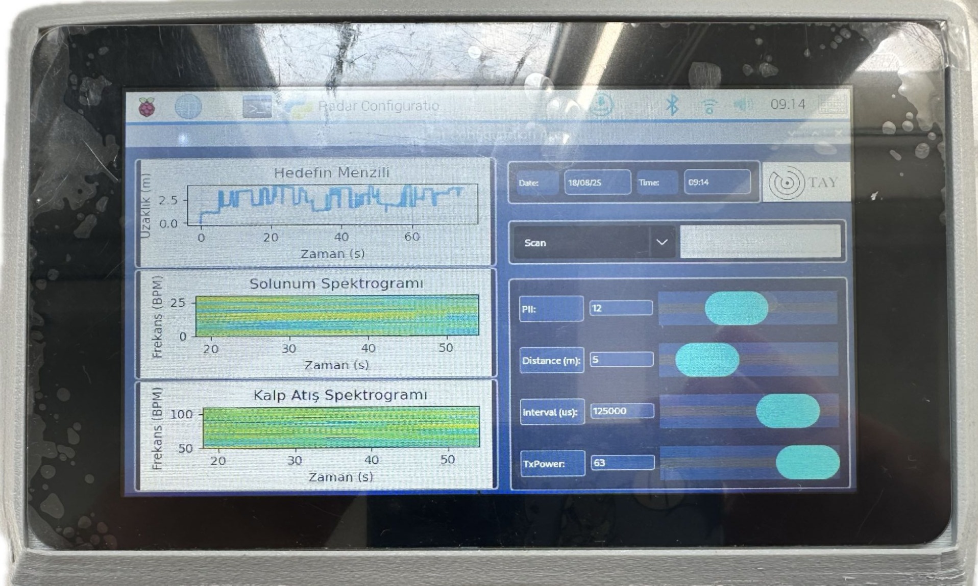UWB Radar Cihazı - Arayüz Görünümü